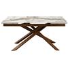 Cribel George Tavolo Allungabile Con Piano in Gres Porcellanato Effetto Marmo Kashmir Beige Lucido E Gambe Bronzo, Tavolo Da Pranzo Moderno 160-240x90x75 Cm
