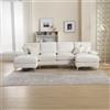 HOXINBLY Divano Letto 4 Posti con Penisola, Divano Angolare 4 Posti Forma di U, Divano Letto Matrimoniale con Materasso, Divano 4 Posti con Braccioli, Ciniglia Beige