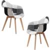 Uderkiny Set da 2 sedie da pranzo, Sedia patchwork scandinava, Camera da letto/cucina/soggiorno/ufficio, Sedia imbottita con gambe in legno (Nero, bianco e grigio,2)