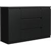 meble masztalerz Cassettiera Camera da Letto con 2 Ante e 3 Cassetti - Credenza Soggiorno - Moderna Comò - Cassettiera Alta - Mobiletto con Cassetti - Bianca Lucida 140 x 78,5 x 39 cm