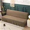 Surwin Copridivano Senza Braccioli 2/3 Posti Elasticizzato, Tinta Unita Antimacchia Fodera per Divano Letto Pieghevole Clic Clac Copri Divano con Gonna Arricciata (190-225cm,caffè)