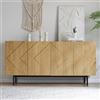 BENMWS Credenza per soggiorno, a buffet, con 4 ante e intarsio in metallo, versatile, 70 x 160 cm