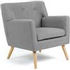 IDMarket - Poltrona scandinava in tessuto grigio chiazzato LIV