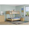 Erst-Holz Letto a castello 3 piazze per materassi 140x200-90x200anche per adulti in Pino 60.19-09-14