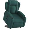 vidaXL Poltrona Alzapersona Reclinabile Elettrica Verde Scuro Tessuto, poltrona reclinante alzapersona elettrica, poltrona reclinabile, poltrona motorizzata