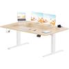 Devoko scrivania elettrica 140 x 60 cm, scrivania regolabile in altezza con gancio per cuffie, 71-119 cm, 2 opzioni di memoria intelligente, adatta per studio e ufficio (Beige)