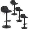 WOLTU Set di 4 Sgabelli da Bar con Schienale Sedia Alta da Cucina Imbottita Seduta Regolabile in Altezza 60-82cm con Poggiapiedi Girevole a 360° in Velluto, Nero BH317sz-4