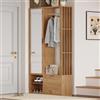 Soweiz Armadietti con corridoio, ingresso 6 in 1, con stendibiancheria, armadio e specchio, armadio con porta inferiore, colore legno, 100 x 33 x 190 cm