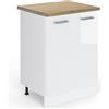 Vicco Mobiletto base cucina R-Line, Bianco lucido, 60 cm, PL Rovere, per la libera combinazione all'interno di sistemi cucina modulari