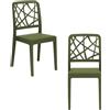 REDÒKASA Set 2 sedie in polipropilene PENELOPE, MADE IN ITALY, impilabile, resistente ai raggi UV, design moderno, ideale per sala da pranzo, cucina, sala d'attesa, bar, ristoranti o giardino (Verde Oliva, 2)