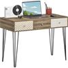 HOMCOM Scrivania bohémien con 3 cassetti e gambe a forcella per ufficio Camera da letto Spogliatoio 105x50x75 cm Legno