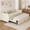 LKPOMI Divano Letto Estraibile 90/180 x 200 cm, letto singolo con letti estraibile, divano letto matrimoniale con rete a doghe, telaio letti imbottito in velluto, senza materasso (Beige)