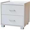 eacommerce - Comodino in Legno Melaminico | 2 Cassetti con Guide in Metallo | Maniglie in Alluminio Satinato | Piedini in ABS | Colore Bianco | 43x40x43H cm