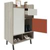 OUBUBY Scarpiera a 2 ante, 1 cassetto, 6 ripiani per corridoio e ingresso, scarpiera chiusa, sottile, per circa 6 paia di scarpe, 60 x 32 x 90 cm (colore bianco + pino)