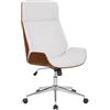 CLP Sedia da ufficio ergonomica con braccioli Varel, sedia da scrivania con struttura moderna girevole e regolabile in altezza, Colore:noce/bianco