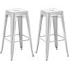 CLP Set di 2 sgabelli da Bar Joshua I Sgabelli da Bar impilabili in Metallo I Sgabelli da Bar con poggiapiedi I Altezza Seduta 76 cm I Sgabello impilabile, Colore:Argento