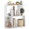 COSTWAY Libreria a 2 Cubi Forma di S, Libreria Bassa Scaffale in Legno,Design Moderna Salvaspazio Piccola da Terra, per Soggiorno, Studio e Ufficio, 50 x 17,5 x 55,5 cm, Bianca