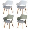 GrandCA HOME Set di 4 Sedie da Cucina Nordica Sedia da Pranzo con Gambe in Legno Massello, Sedie Imbottite per Camera da Letto, Soggiorno, Cucina,Bianco+Verde
