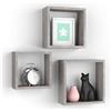 Mobili Fiver, Cubi Quadrati Giuditta, Set da 3, Grigio Cemento, Nobilitato, Mensolo a Cubo da Parete Cucina e soggiorno, Made in Italy