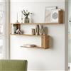 [en.casa] Mensola da Parete a S con 3 Ripiani Scaffale a Muro Libreria Pensile Consolle da Parete 72 x 120 x 15 cm Effetto Rovere Rustico