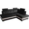 Robin Inspire Divano Angolare Modulare 4 Posti - Divano Letto a L Destro - Contenitore, 5 Poggiatesta Regolabili - per Soggiorno Moderno - 240 cm Paris Nero Crema