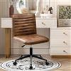 Hellove Sedia da Trucco con Ruote, Sedia Scrivania Girevole Regolabile in Altezza con oro Metallo Base, Make Up Vanity Chair, Sgabello da Trucco con Schienale per Camere da Letto,Ufficio,Marrone-Pelle