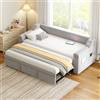 Huayz Divano letto imbottito estraibile 90/180 x 200 cm, letto giornaliero con impianto stereo Bluetooth intelligente con porta di ricarica USB, tasca laterale, letto singolo/matrimoniale, tessuto di