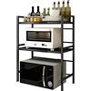 LANTUS Mensola Microonde Estensibile con Ganci, Supporto Allungabile per microonde, Scaffale da Cucina Organizzatore, 40/64 * 36,5 * 78 cm - Nero