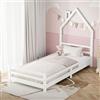 ML DESIGN modern living ML-Design Letto a Casetta per Bambini 90x200 cm Bianco Letto Singolo in Legno di Pino Massiccio con Rete a Doghe Design Camino Struttura Gioco per Bambini e Bambine Arredo Montessori per Cameretta