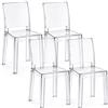 IlGruppone Set di 4 Sedie Cucina in Policarbonato Trasparente con Schienale Curvato - Seduta Ergonomica e Resistente fino a 125 kg - Design Moderno Cucina Sala Bar Ristoranti Matrimoni Eventi