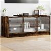 MOBCANT Mobile Porta TV, Porta TV basso Mobiletto tv basso Mobili tv soggiorno Mobile TV modern Utilizzabile per Hotel Appartamento Lounge Ufficio con Ante in Vetro Rovere Fumo 102x37x42 cm