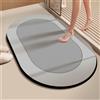 Hixingo Tappeto da Bagno Antiscivolo Assorbente Ovale Tappetino in Diatomite Lavabile Morbido Semplice Tappetino Bagno Asciugatura Rapida Tappetino per Doccia e Ingresso (80x100cm,Grigio)
