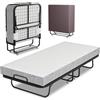 Eulenke Letto pieghevole 90 x 200 cm, per adulti, pieghevole, con materasso spesso 13 cm, pieghevole, in metallo con ruote, portata fino a 150 kg, per camera da letto, soggiorno, ufficio