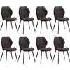 HJhomeheart Set di 8 Sedie da Pranzo, Sedie da Cucina Moderne, Sedie Imbottite con Gambe in Metallo, Cuscini in Tessuto con Motivo a Rombi, Nero