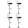 RELOVE Set di 4 Sgabello da Bar Moderno Sgabello Alto con schienale in Simipelle Sedia Alta da Cucina Regolabile Girevole-PU (bianco+nero)-4pz