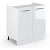 Vicco Mobile lavello cucina Fame-Line, Bianco lucido, 80 cm | Frontale in MDF · Senza piano di lavoro · Piedini regolabili in altezza · Maniglie in metallo · Chiusura ammortizzata