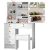 Teousev Toeletta da Trucco con Specchio Scorrevole e Sgabello, Scrivania Make Up Ampia con Luci Dimmerabili, Postazione Trucco con 6 Cassetti e 6 Ripiani, 36×80×131 cm, Bianco, J51205