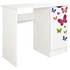 leomark scrivania per bambini in legno 90cm x 50cm x 77cm (LxPxA), set di mobili per computer, scrittoio stile moderno, tavolo per imparare e giocare, mobili per la camera dei bambini, Farfalle