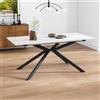 BENMWS Tavolo da pranzo espandibile, nero e bianco, 70 x 180 cm, rettangolare, per il tempo libero, design sacro, struttura in marmo