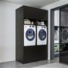 ROOMART - Armadio per lavatrice con piastra estraibile - Salvaspazio - Pratico - Ideale per ripostiglio (rovere nero, 2 armadi + 2 accessori (altezza 230 cm)