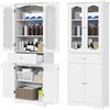 Giantex Mobile da Bagno a Terra, Armadietto da Bagno Alto, Mobiletto da Bagno Moderno, con 4 Ante in Vetro e 1 Cassetto, Ripiani Regolabili in Altezza, Ampio Spazio di Stoccaggio per Casa (Bianco)