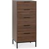 HOMN LIVING Cassettiera Alta Auri con 5 cassetti, Colore Noce, 50 cm (Larghezza) 40 cm (profondità) 115 cm (Altezza)