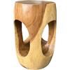 FaHome Tavolino in legno - tavolino da caffè sgabello - fatto a mano - arrotondato con scollo rotondo in legno Saman - 50 x 30 x 30 cm