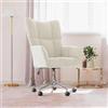 QJBSAVVA Poltrona Relax Bianco Crema Velluto Sedia da Ufficio Regolabile con Ruote Rotazione 360° per Camera Soggiorno Design Moderno Elegante