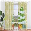 Surwin 3D Tende per Interni, Serie di Stampe Natalizie Tende a Vetro con Occhielli, 2 Pezzi Tende Camera da Letto, Tende Voile Semi Trasparenti, per Soggiorno, Cucina (140x244cm,Giallo Chiaro)