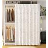 FUELIX Tenda Scaffale Antipolvere, Tende per Armadi per Scaffali, Tenda per Armadio Aperto, Tenda Copri Scaffale con Guida Scorrevole per Armadio da Cucina, Bagno, Mobile Lavatrice A,W180cmxH240cm