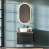 Planetmöbel LUX - Set di mobili da bagno, con mobile sottolavabo sospeso da 70 cm e lavabo da appoggio da 60 cm, colore bianco, mobile sottolavabo: rovere dorato/antracite
