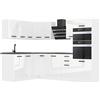 B BELINI GROUP Belini Cucina Equipaggiata Melania - L-Forma Con Piano di Lavoro, Bianco Molto Brillante