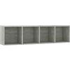 PUEOSZX Mensola da Parete Libreria con 4 Scomparti Scaffale per Libri Ripiani Sospesi Mensola Versatile Design Minimalista per Salotto Camera da Letto o Bagno Grigio Cemento 143x30x36 cm