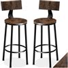 tectake® Set 2 Sgabelli da Bar, Altezza Regolabile, Schienali Grandi, Struttura in Acciaio, Seduta in Legno, Comodi, per Isola Cucinae bancone bar, Capacità 120kg - Legno Industriale Scuro